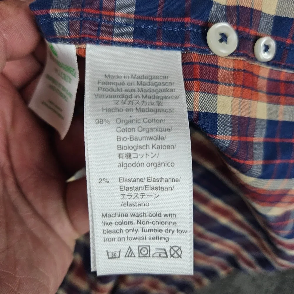 J. Crew Mens‎ XL Classic Button Up Shirt Organic Cotton Plaid Stretch